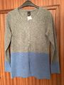 Strickjacke, Kaschmir, Best Connections, grau mit hellblau, 40, neu
