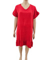 NEW COLLECTION 100% Baumwolle hübsches rotes Sommerkleid wadenlang Gr.46-48