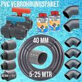 PVC Klebe Fittings Verrohrungspaket Pool Schwimmbad Schlauch FLEX 40 mm (1 1/2")