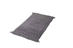 Teppich Badezimmer Allzweckteppich mit Fransen Baumwolle Grau Gemustert 50x80 cm