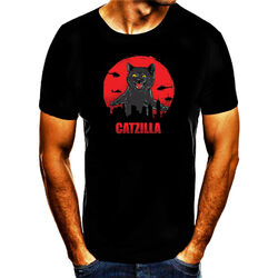 Cat zilla Godzilla Katze Geschenk Print Tshirt T- Shirt Herren