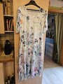 Weichfallendes Damenkleid, Midi,  Weiß Mit Floralem Muster   Kurzärmlig,  Gr.XXL