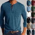 Herren Langarmshirt Longsleeve Henley T-Shirt Langarm Basic Top Sweatshirt Shirt