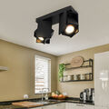 Deckenleuchte Spotlampe Wohnzimmerleuchte 2 Flammig GU10 schwarz Alu schwenkbar 