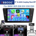 4+64G Carplay 9" Android14 Für BMW 3ER E90 E91 E92 E93 DAB+ Autoradio GPS BT KAM