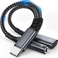 USB C auf Klinke Adapter und Laden - 2 in 1 Typ C auf 3,5mm Aux Kopfhörer 