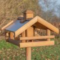 Holz Vogelhaus mit Ständer Vogel Futterhaus Garten Natur Futter Balkon Deko
