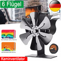 6 Flügel Ofenventilator Stromloser Kaminofen Ventilator Gebläse mit Thermometer