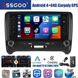 7" Autoradio Android14 Apple Carplay Für Audi TT MK2 8J 2006-14 GPS Nav DAB+ 64G