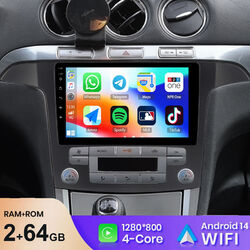 2G+64G Android 14 Autoradio Für Ford S-Max 2006-2014 Apple Carplay Navi GPS RDS