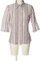PETER HAHN Kurzarmhemd Damen Hemd Gr. DE 38 hellgrau-braun-weiß Business-Look