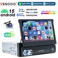 DAB+ 2+64G 1 DIN 7 Zoll Android15 Flip Out Autoradio Carplay GPS WIFI SWC Kamera