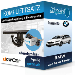 Für BMW 2er Gran Tourer 14- TOWCAR Anhängerkupplung abnehmbar + 7polig E-Satz FPJetzt 50€* sparen mit Code: PKW25