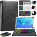 Bluetooth QWERTZ Tastatur Leder Hülle Maus für 9.7-11 Zoll Tablets PC Universal
