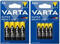 24 Varta Super Heavy Duty Zink-Kohle Batterien im 4er Blister (12x AA + 12x AAA)