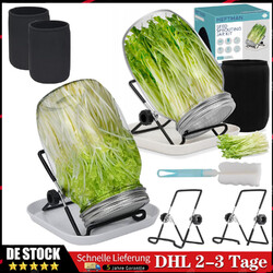 2x 1000ml Sprossenglas Set Keimglas Keimgerät Keimgläser Mit Abtropfschale Satz~