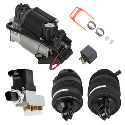 2X 3Pins Federbalg Hinten + Kompressor + Ventilblock for Mercedes W211 S211 C219