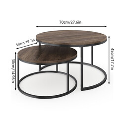 Couchtisch 2er Set Rund Wohnzimmertisch Klein Beistelltisch Kaffeetische Set
