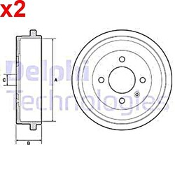 2X DELPHI Bremstrommel Für VW Load Up SEAT Mii SKODA Citigo 1S0609617