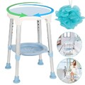 Duschhocker Duschstuhl Duschhilfe mit Regal Badsitz Rutschfesten 360° Drehbar