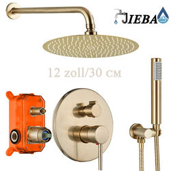 Gold Unterputz Duscharmatur set Regendusche Kopfbrause Armatur ibox Duschsystem