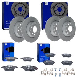 ATE PowerDisc BREMSSCHEIBEN + BELÄGE VA+HA passend für VW GOLF 5 6 TOURAN A3VA 312x25mm | HA 282x12mm | Bitte PR-Nr. beachten