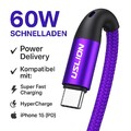 Schnellladekabel 60W USB-C 3A Nylon 1–3m für Samsung Xiaomi Huawei IPhone