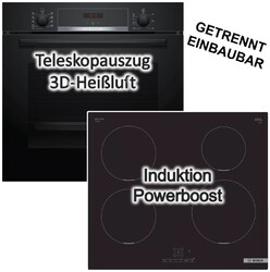 Herdset Bosch Backofen EcoClean mit Induktionskochfeld Booster - autark, 60 cm