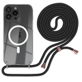 MagSafe Handykette für Apple iPhone 16 Pro Max Hülle Band Kette Schwarz Rose