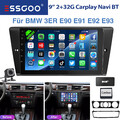 2+32G Carplay 9" Android14 Für BMW 3ER E90 E91 E92 E93 DAB+ Autoradio GPS BT KAM