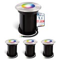 4er Set BORU Bodeneinbaustrahler IP67 Smart LED rund dimmbar RGBW 5 Watt 230V