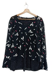 COMMA Langarm-Bluse Damen Bluse Gr. DE 40 schwarz Casual-Look
