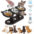 Futterstation Katzen Katzennapf Erhöht mit 3 Futternapf Edelstahl Wassernapf Set