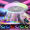 LED Ventilator RGB Musik Deckenlampe Leiser Deckenventilator Dimmbar+Bluetooth