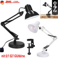 LED Schreibtischlampe E27 Tischlampe Büroleuchte Beleuchtung Leselampe + CLIP