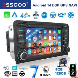 Android 14 Autoradio 4G Für Audi A3 8P S3 03-13 GPS NAVI DSP 6+128GB CarPlay 9''