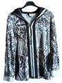 Marc Cain Damen Jersey Jacke Kapuze Gr. 40 Wollweiss Schwarz Beige Braun