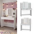 Schminktisch Frisiertisch Schminkkommode Charlotte Weiß LEDSpiegel 106x142 Vicco