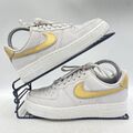 Nike Air Force 1 GRAUE TRAININGSSCHUHE GRÖSSE UK 4 METALLIC GOLD PLATIN NIEDRIG AR0642-001