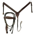 Westernsattel-Set Pferdekopfstück und Vorderzeug Western-Zaumzeug aus Leder