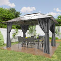 GUNJI Pavillon Aluminium 3x3/4m Garten Pavilon Festzelt mit Seitenteilen PC Dach