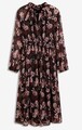 Kleid mit floralem Print Gr. 54 Schwarz Geblümt Damen Langarm Midikleid Neu*