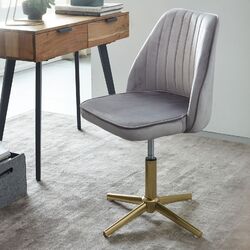 FineBuy Drehstuhl Grau Samt Schreibtischstuhl Drehbar Schalenstuhl Home Office