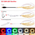COB LED Streifen Stripe 5V USB/Batterie Leiste Band Lichterkette Dimmbar Weiß DE