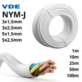 NYM J 3x1,5 3x2,5 5x1,5 5x2,5 mm Mantelleitung Elektroleitung Kabel 1-100m