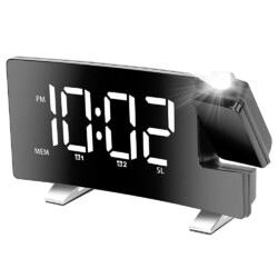 LED FM Radiowecker mit Projektion Digital Funkuhr Dimmbar Tischuhr Alarm USB DE