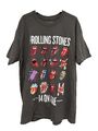 T-Shirt Rolling Stones Official 2014 On Fire Tour grün grau Logos Unisex groß
