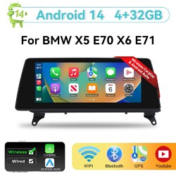 10.25" Autoradio Apole Carplay Android 14 GPS DAB WIFI Für BMW X5 E70 X6 E71 CCC