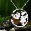 Zirkonia Schutz-Engel Herz Anhänger Hals-Kette 925 Sterling Silber Schmuck-Set 