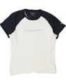 Champion grafisches Damen-T-Shirt Top UK 14 groß weiß Colourblock BL10